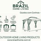 Gazebo Taupe 4x3m Impermeável Em Aço Com Cortinas