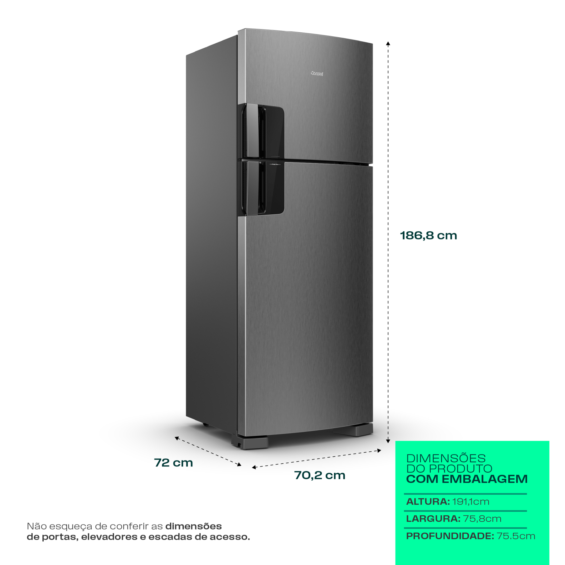 Geladeira Frost Free Duplex Consul 455 Litros Inox - Crm53mk 110v