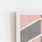 Geométrico Rosa Cinza E Branco Quadro Moldura Branca 60x40cm