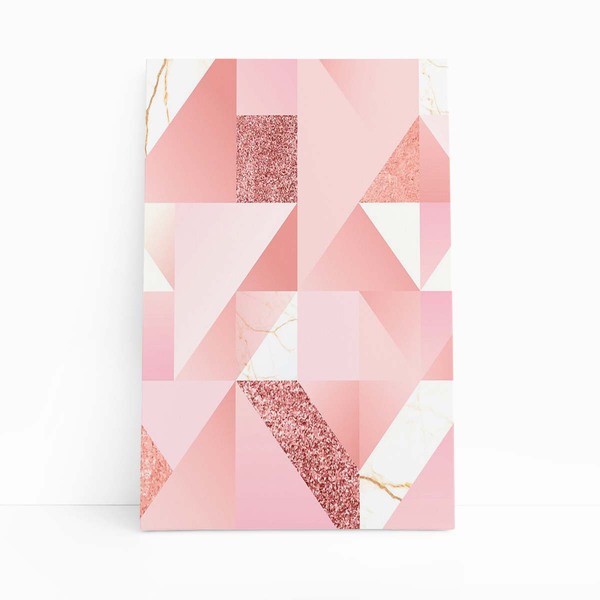 Geométrico Tons De Rose Decoração Quadro Canvas 120x80cm