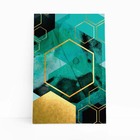 Geométrico Verde E Dourado Decorativo Quadro Canvas 60x40cm
