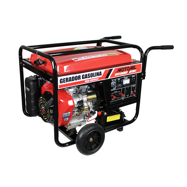 Gerador de Energia à Gasolina 6,5Kva Motor 15HP 4 Tempos 25L MGG-8000CLE Bivolt Motomil