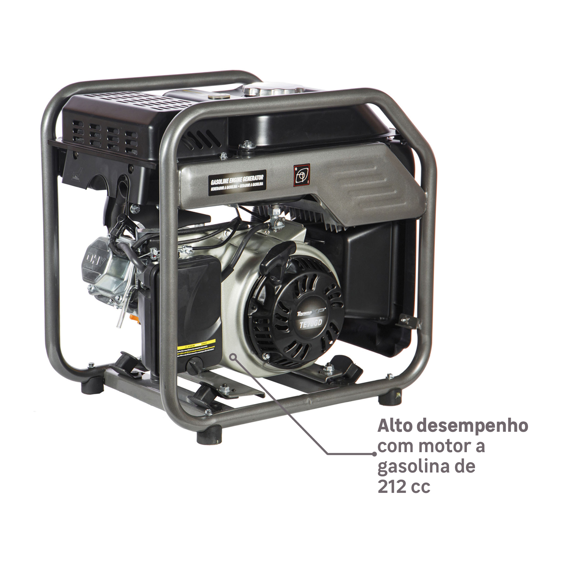 Alto desempenho com motor a gasolina de 212 cc