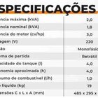 Gerador Portátil Inverter 2000i-2 3hp 2kva Csm