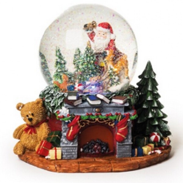 Globo De Neve Natal Papai Noel Com Movimento Som E Luz 20 Cm