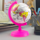 Globo Terrestre 16 Cm Baby Rosa Pink Base E Haste Em Plástico