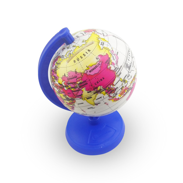 Globo Terrestre 16cm Cofrinho Baby Millenium Azul Royal Base