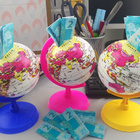 Globo Terrestre 16cm Cofrinho Baby Millenium Rosa Base E Hast