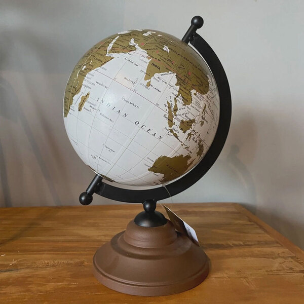 Globo Terrestre Decorativo Bege 26cm