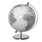 Globo Terrestre Decorativo De Mesa Branco E Prata 34cm