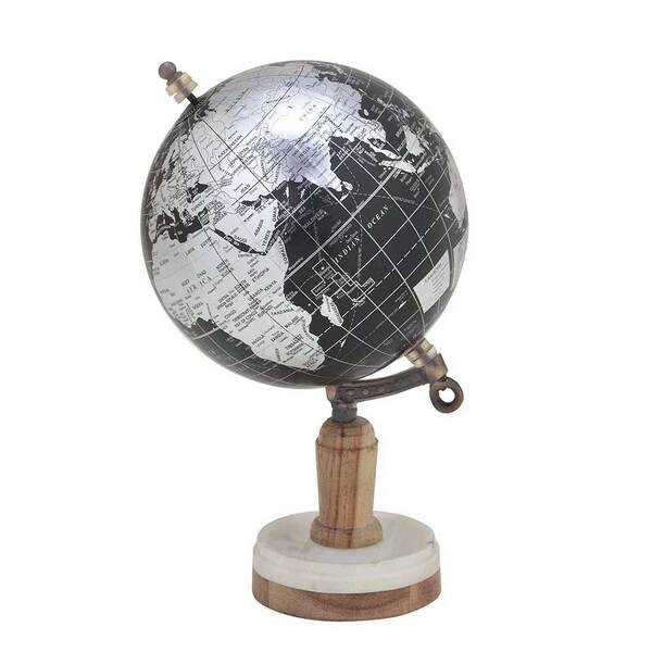 Globo Terrestre Decorativo De Mesa Preto 30cm
