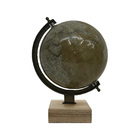 Globo Terrestre Decorativo Em Metal E Madeira Dourado 30cm Sr