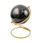 Globo Terrestre Decorativo Em Resina Preta E Metal Dourado 25