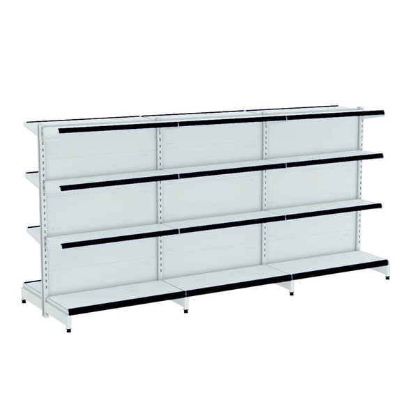 Gondola Centro 137 Fit Ate 3 Metros Branco 24 Bandeja Pe Preto