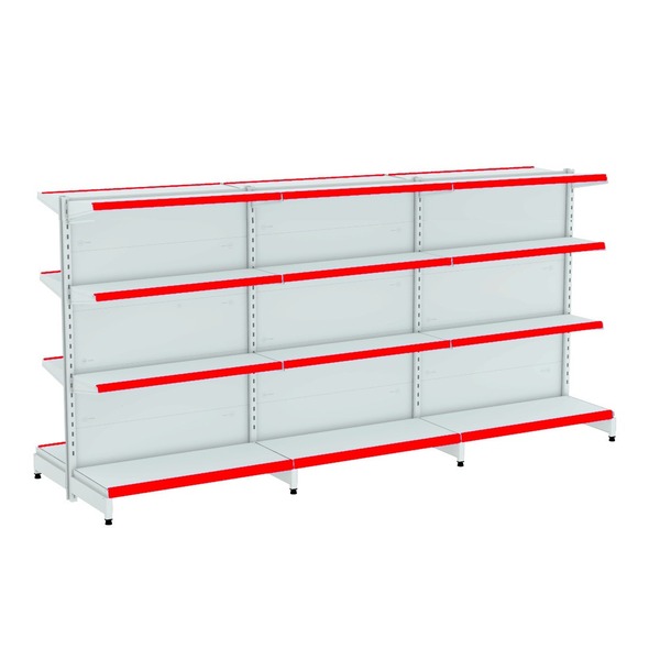 Gondola Centro 137 Fit Ate 3 Metros Branco 24 Bandeja Pe Verm