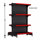 Gondola Centro 137 Fit Ate 3 Metros Preto 24 Bandeja Pe Verme