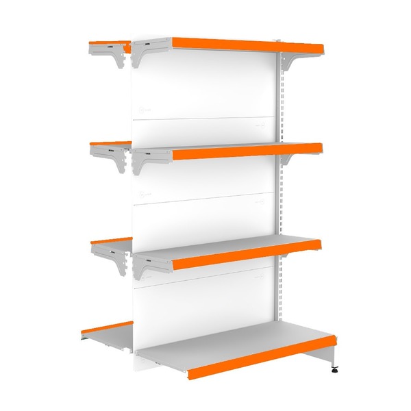 Gondola Centro 137 Fit Continuação Branco 8 Bandeja Pe Laranja