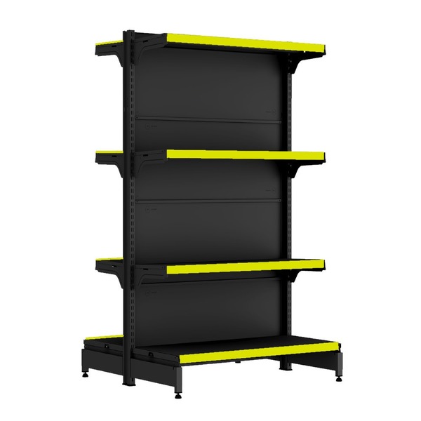 Gondola Centro 137 Fit Inicial Preto 8 Bandeja Pe Amarelo