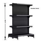 Gondola Centro 137 Fit Inicial Preto 8 Bandeja Pe Cinza