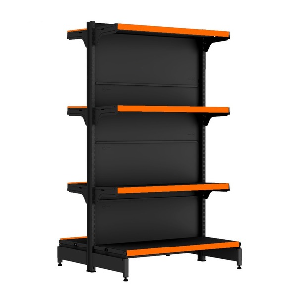 Gondola Centro 137 Fit Inicial Preto 8 Bandeja Pe Laranja