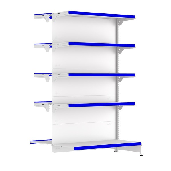 Gondola Centro 170 Fit Continuação Branco 10 Bandeja Pe Azul