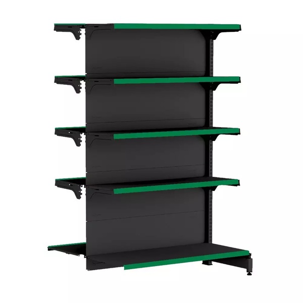 Gondola Centro 170 Fit Continuação Preto 10 Bandeja Pe Verde