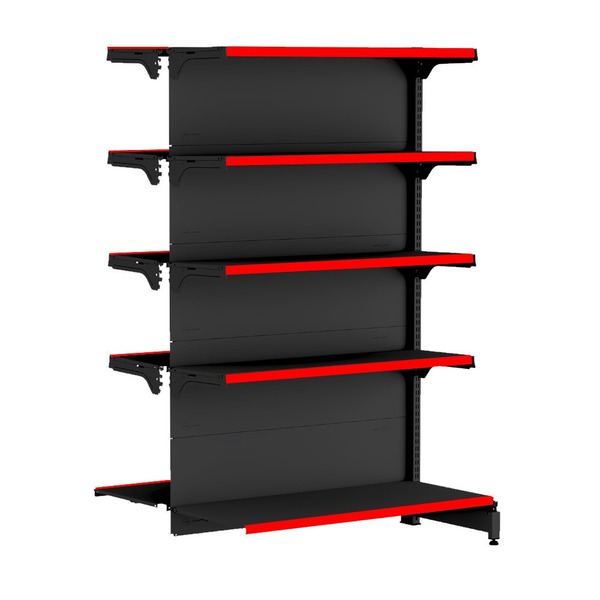 Gondola Centro 170 Fit Continuação Preto 10 Bandeja Pe Vermel