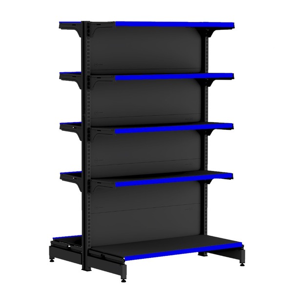 Gondola Centro 170 Fit Inicial Preto 10 Bandeja Pe Azul