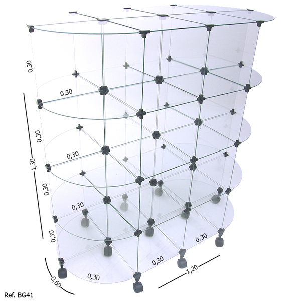 Gôndola Modulado Em Vidro - 1,20 X 1,30 X 0,60