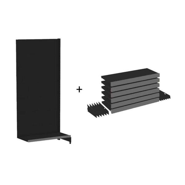 Gondola Parede 170 Amapa Flex Continua Preto 7 Band Pe Cinza