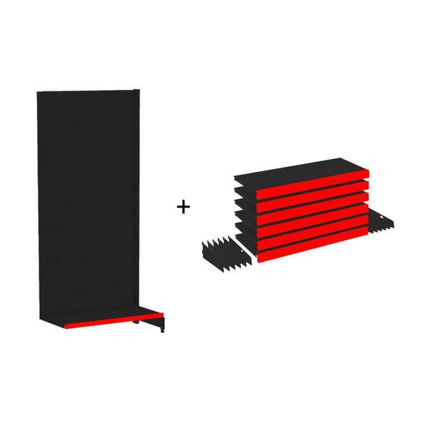 Gondola Parede 170 Amapa Flex Continua Preto 7 Band Pe Vermel