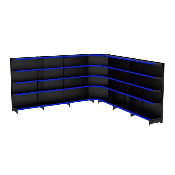 Gondola Parede 170 Amapa Flex Kit 6 Metros 1 Canto Preto Pe A