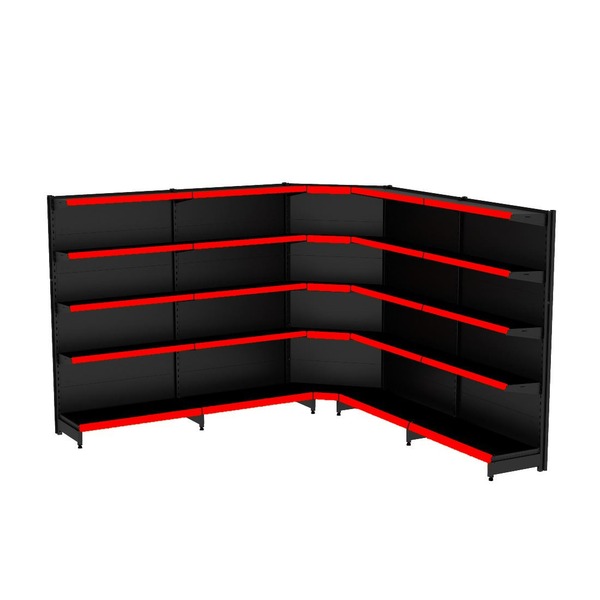 Gondola Parede 170 Fit Ate 4 Metros 1 Canto Preto 25b Pe Verm