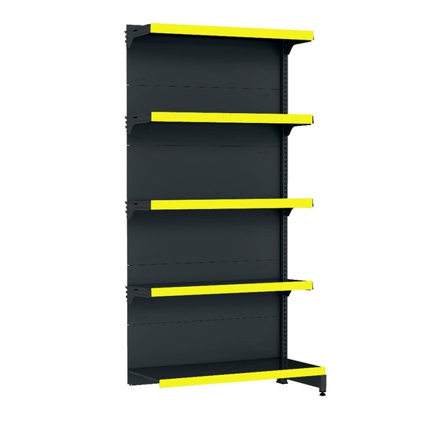 Gondola Parede 170 Fit Continuação Preto 5 Bandeja Pe Amarelo