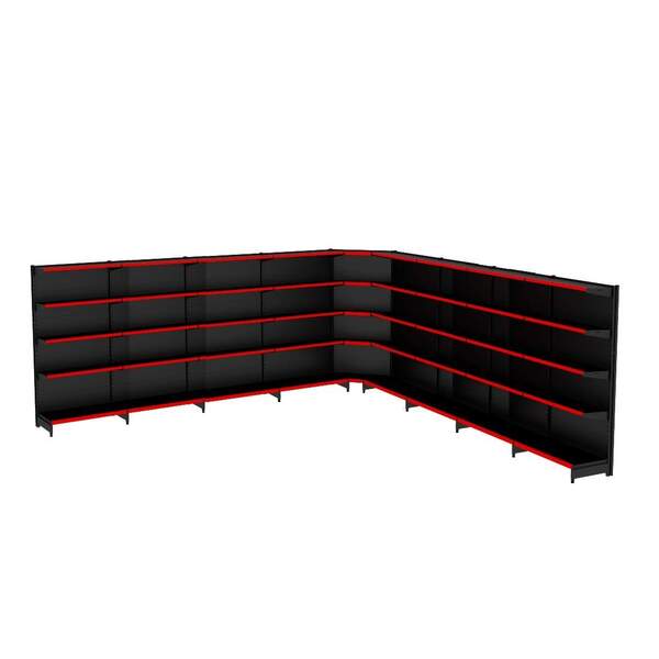 Gondola Parede 196 Amapa Flex Kit 8 Metros 1 Canto Preto Pe V