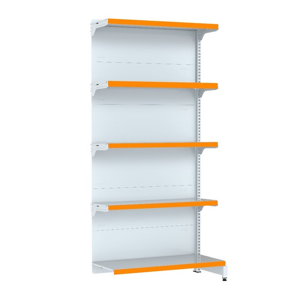 Gondola Parede 202 Fit Continuação Branco 5 Bandeja Pe Laranja