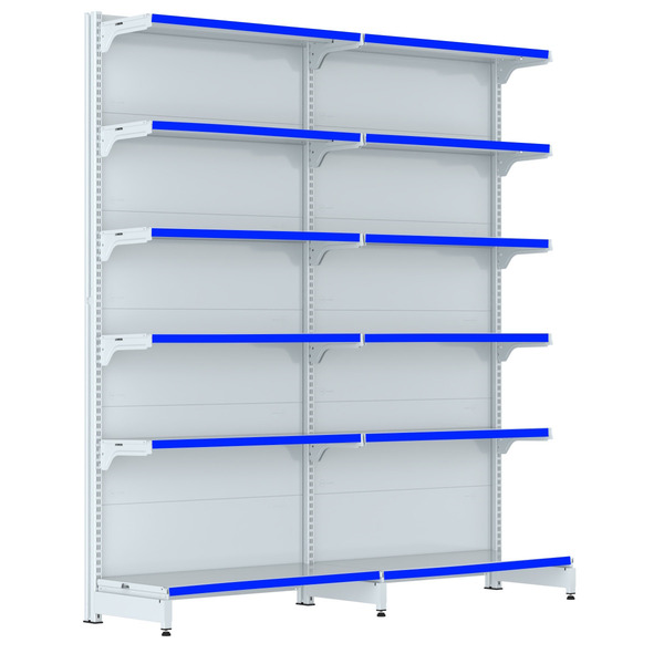 Gondola Parede 202 Fit Farmacia Ate 2 Metros Branco Pe Azul