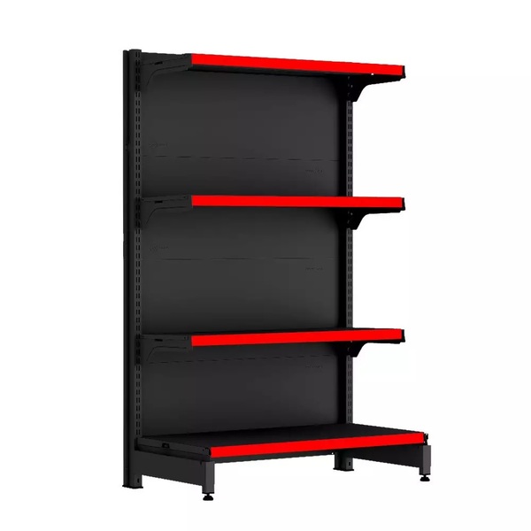 Gondola Ponta 137 Fit Preto 4 Bandeja Pe Vermelho