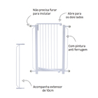 Grade para Portas Aço 84x70cm com Extensor de 10cm Branco Standers