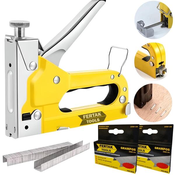Grampeador Manual Profissional Tapeceiro Madeira Pressão Grampos 4 ...