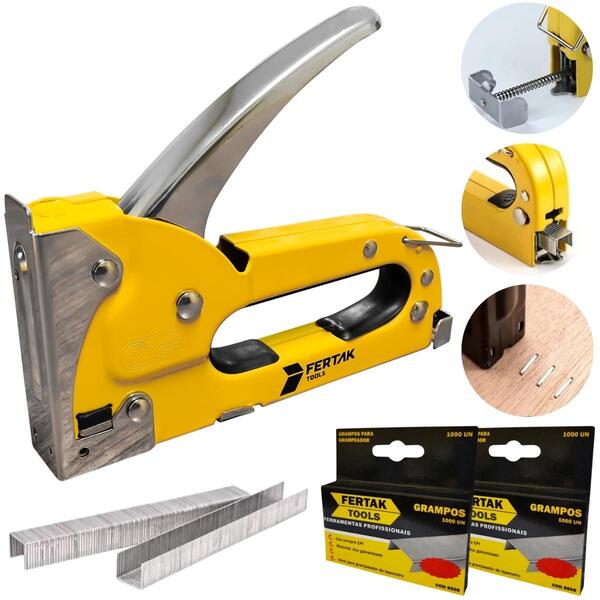 Grampeador Manual Tapeceiro Madeira Pressão Grampos 4 - 8mm +