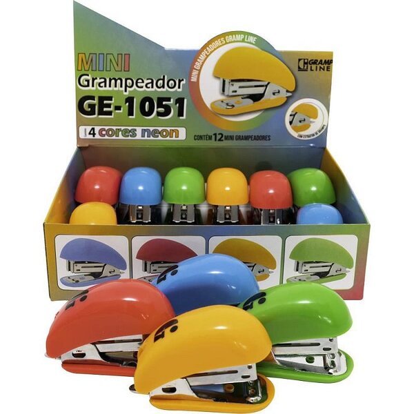Grampeador Mini Ge-1051 Genial 4 Tons Neon  Dpcom 12
