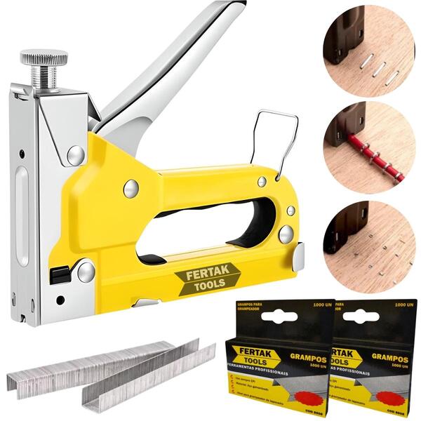 Grampeador Pinador Manual Profissional 3 Em 1 Pressão Grampos