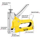 Grampeador Pinador Manual Profissional 3 Em 1 Pressão Grampos