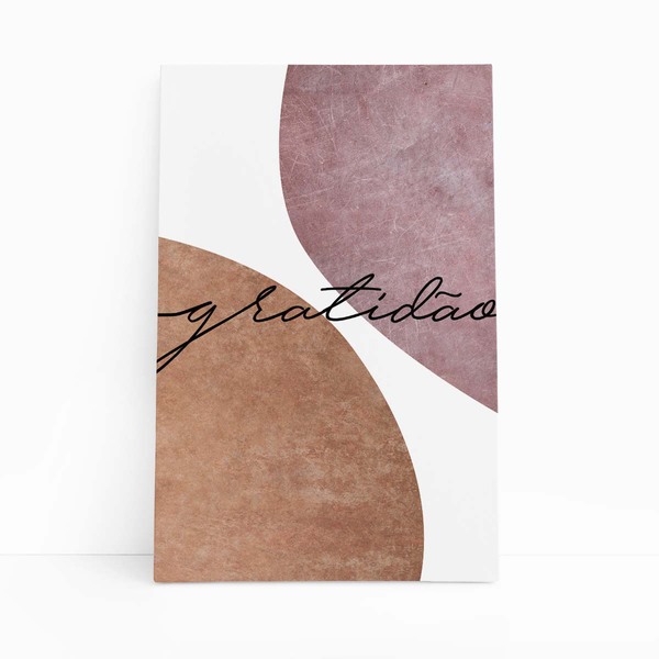 Gratidão Abstrato Minimalista Frases Quadro Canvas 60x40cm