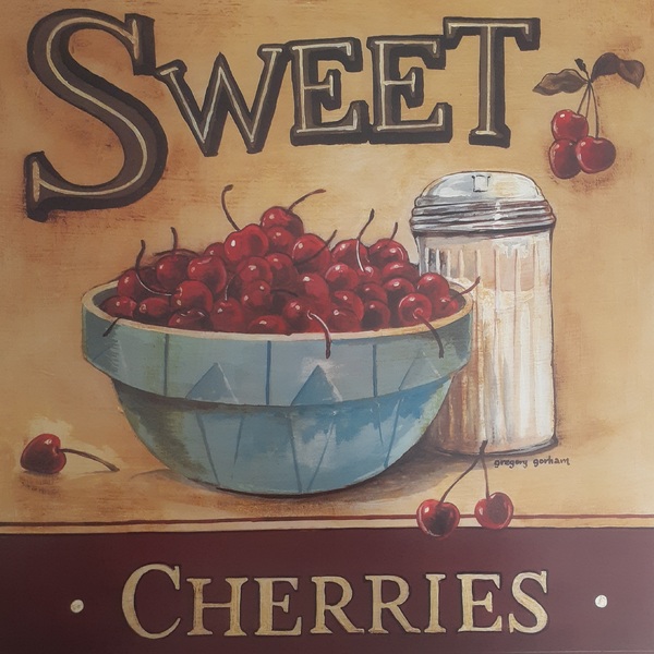 Gravura  Da Coleção Cozinha Sweet Cherries  45 X 45 Cm