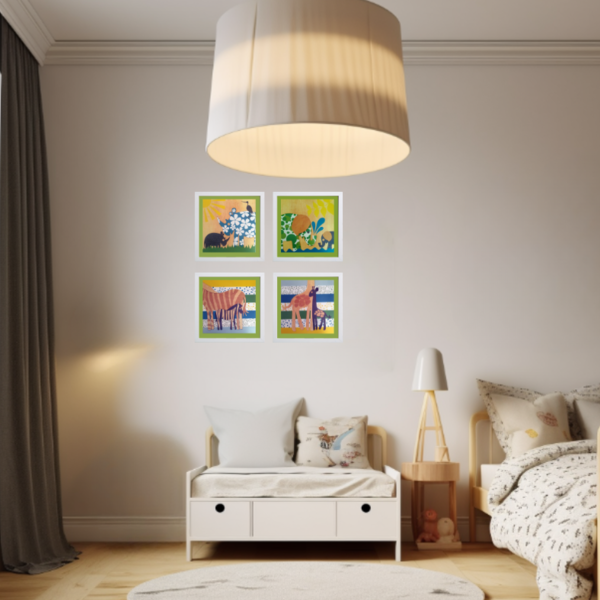 Gravura Infantil Bichinhos 30 X 30 Cm