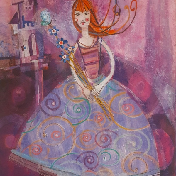 Gravura Infantil Princesa Lilás 30 X 24 Cm