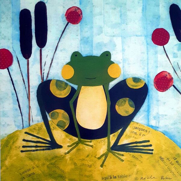 Gravura Infantil Sapo Colorido 25 X 25cm