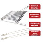 Grelha Argentina Inox 70x60 + 2 Espetos + Pegador Churrasco